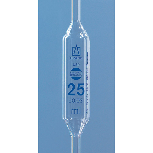 PIPETA VOLUMÉTRICA CLASSE AS USP 25ml GRAV. EM ESMALTE AZUL BRAND PIPETA VOLUMÉTRICA CLASSE AS USP 25ml GRAV. EM ESMALTE AZUL BRAND