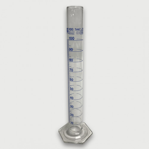PROVETA 100 ml EM VIDRO DIV. 1 ml CLASSE A GRAV. AZUL BASE HEXAGONAL BRAND PROVETA 100 ml EM VIDRO DIV. 1 ml CLASSE A GRAV. AZUL BASE HEXAGONAL BRAND