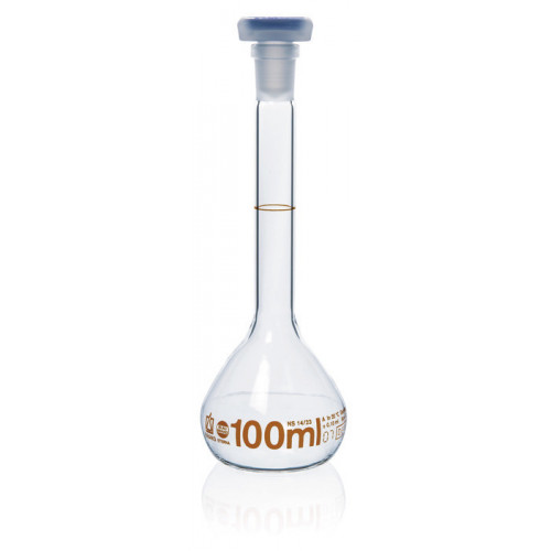 BALÃO VOLUMÉTRICO EM VIDRO CL.A 100ml COM TAMPA EM PP BRAND BALÃO VOLUMÉTRICO EM VIDRO CL.A 100ml COM TAMPA EM PP BRAND