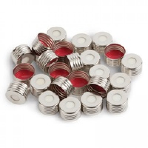 TAMPA P/ VIAL 18mm ROSCA MAGNET. SEPTO PTFE/SILIC. - P/ HEADSPACE RESTEK (100 UNID) TAMPA P/ VIAL 18mm ROSCA MAGNET. SEPTO PTFE/SILIC. - P/ HEADSPACE RESTEK (100 UNID)